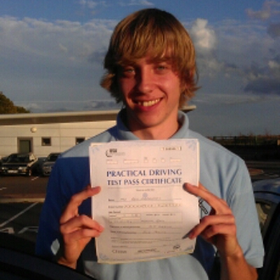 Image of Ben Abrahams with pass certificate - Revolution Driving School