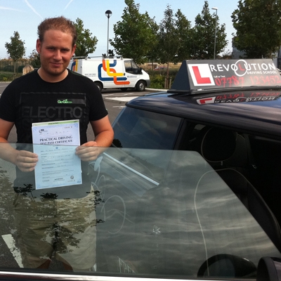 Image of Dan Pettman with pass certificate - Revolution Driving School