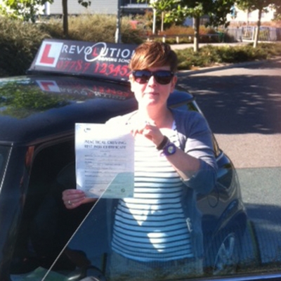 Image of Donna Grounds with pass certificate - Revolution Driving School
