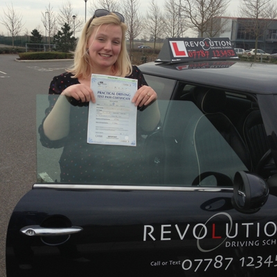 Image of Jessica Snelling with pass certificate - Revolution Driving School