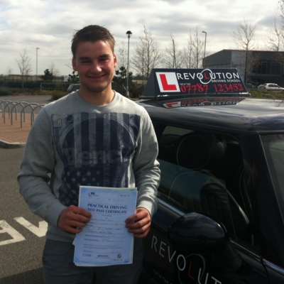 Image of Jordan Laing with pass certificate - Revolution Driving School