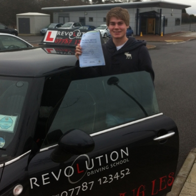 Image of Jordan Peters with pass certificate - Revolution Driving School