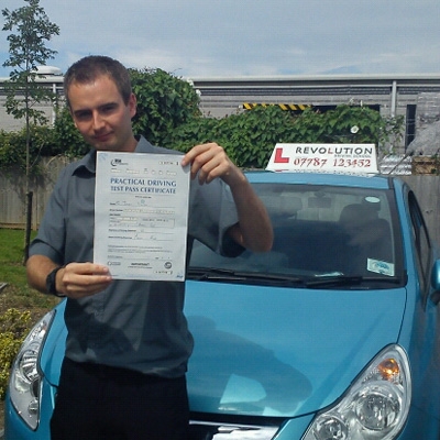 Image of Jordan Stanford with pass certificate - Revolution Driving School