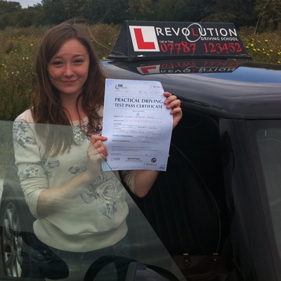 Image of Lauren Jane with pass certificate - Revolution Driving School