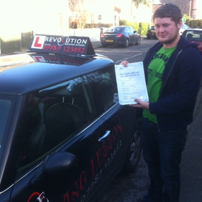 Image of Luis Crawford with pass certificate - Revolution Driving School