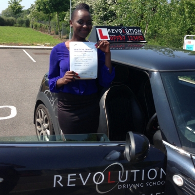 Image of Marion Ogessa with pass certificate - Revolution Driving School