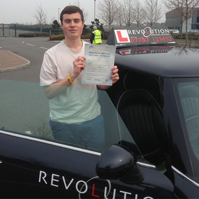 Image of Samuel Clark with pass certificate - Revolution Driving School