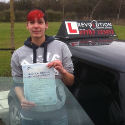 Image of Sandra Mikelova with pass certificate - Revolution Driving School