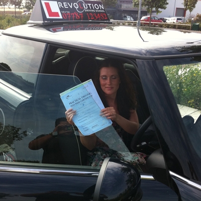 Image of Sarah Hollingsbee with pass certificate - Revolution Driving School
