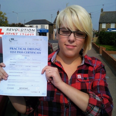 Image of Scarlet Darby with pass certificate - Revolution Driving School