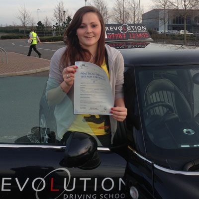 Image of Sophie Dyerson with pass certificate - Revolution Driving School
