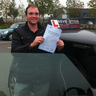 Image of Tom Evans with pass certificate - Revolution Driving School