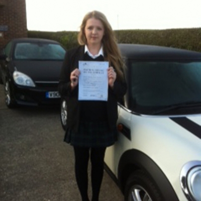 Image of Cassie McIntyre with pass certificate - Revolution Driving School