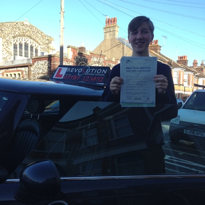 Image of Zachary Hope with pass certificate - Revolution Driving School
